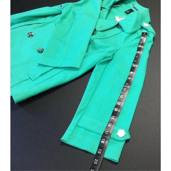 NWT White House Black Market Womens Turquoise Swing Double Breasted Jacket Sz 8 - Picture 6 of 13